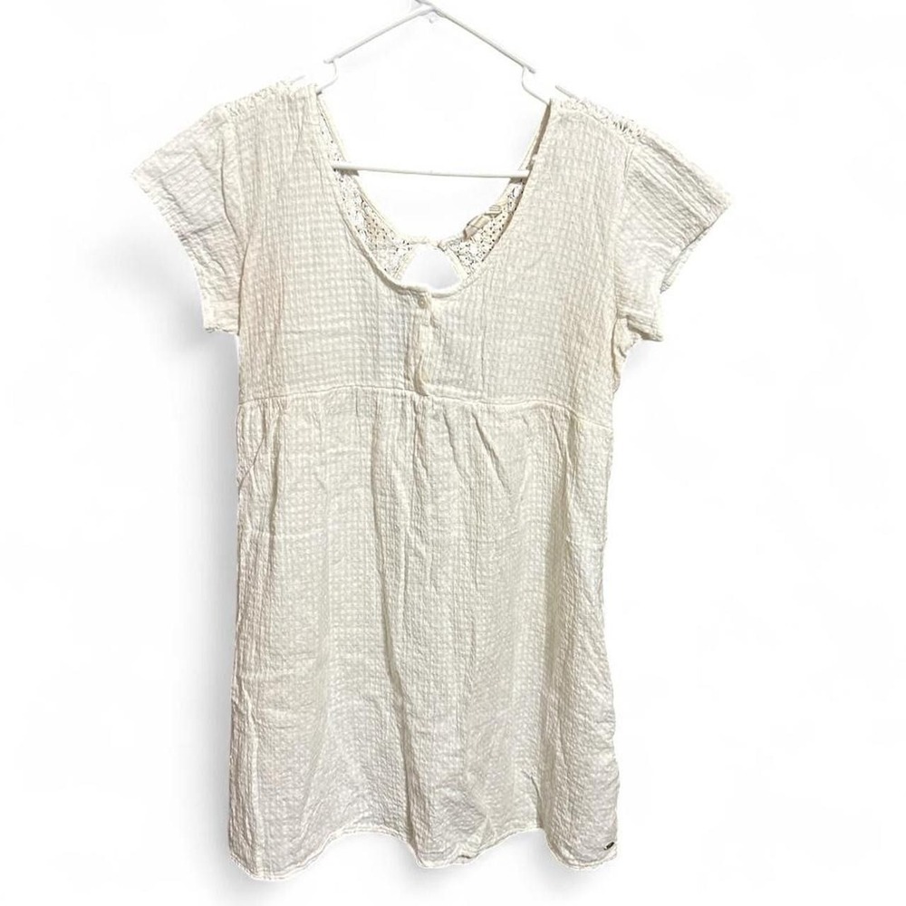 white crinkle gauze babydoll mini dress - L